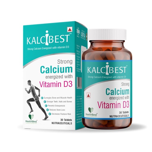 [BRSREGDROQOQA3D5] HealthBest KalciBest Calcium Tablets For Men & Women - 30 Supplement with Zinc, Magnesium, Vitamin D3 - Promotes Joint Muscle & Strengthen Bone Health