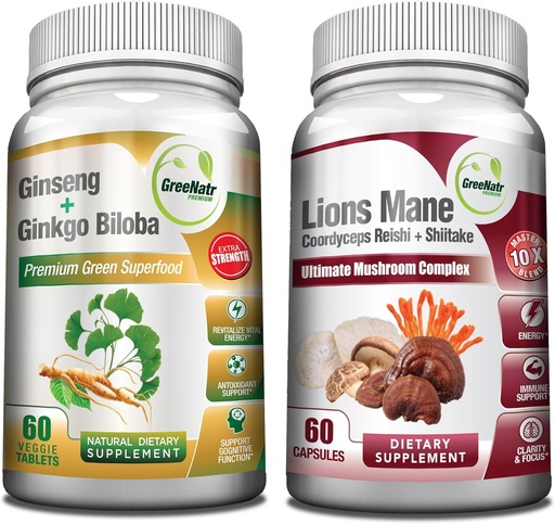 [BRSROFALBMDR4ADX] GreeNatr Mushroom Supplement, 10-in-1 Blend with Lions Mane, Cordyceps, Shiitake, Chaga,Turkey Tail, Combined with Our Energy and Brain Focus Natural Booster of Ginseng Root and Ginkgo Biloba