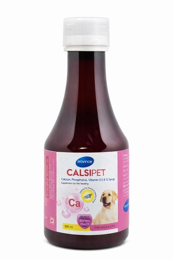 [BRSRGHYCBMHRMHI7] Wag and meaw Calsipet Calcium Phosphorus Vitamin D3 B12 Syrup for Dogs and Cats, 200 ml, Bone Strength Growth Immunity Support