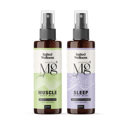 [BRSRGBTQBYAREHY4] Salted Wellness Magnesium Spray Combo | Muscle Pain Relief & Sleep Support | Magnesium Oil Spray for Muscle Recovery and Better Sleep | 100ml x 2