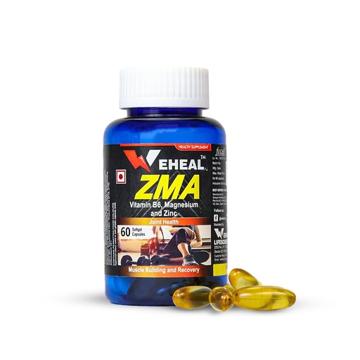 [BRSWYCADPMHQAYDJ] ZMA – Zinc, Magnesium & Vitamin B6, 60 Softgel Capsules for Muscle Strength, Recovery (Pack of 1)