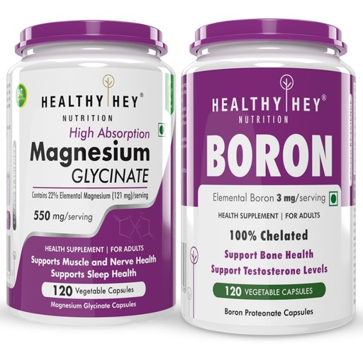 [BRSRAZYQOFYR6DTJ] HealthyHey Nutrition Magnesium Glycinate 120 capsules & Boron 120 capsules