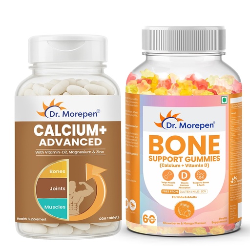[BRSRYFD5OACWE3DJ] Dr. Morepen Bone & Joint Support Combo – Calcium Tablets + Bone Support Gummies