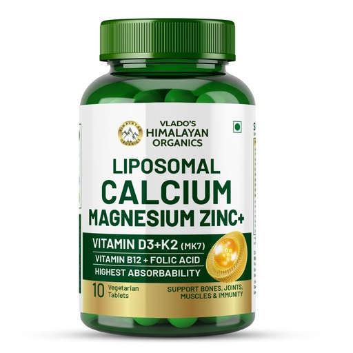 [BRSRGGAFBUAWM3TK] Vlado’s Himalayan Organics Plant Based Calcium Magnesium + Zinc - 10 Veg Tablets