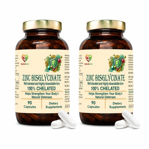 [BRSRYYYPO4OWEG3A] Zinc Bisglycinate (Pack of 2) – High Absorption Zinc for Immune Support, Skin Health, and Cellular Function – 180 Capsules