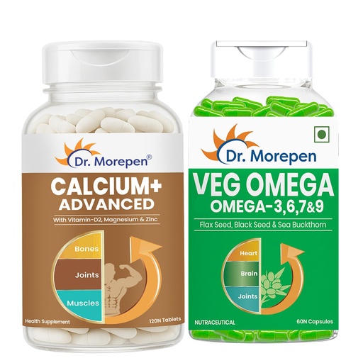 [BRSRYFD5OR6QED3J] Dr. Morepen Calcium + Plant-Based Omega 3-6-7-9 Wellness Combo