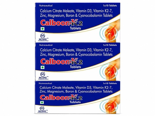 [BRSRYYABCJYBSHLG] Calboon-K2 Advanced Bone Health Tablets | Calcium Citrate Malate, Vitamin D3, K2-7, Magnesium & Zinc | Bone Strength & Joint Support Supplement (3x10 Tablets (30 Tablets))