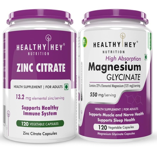 [BRSRAZYQOICWMYI3] HealthyHey Nutrition Zinc citrate 120 capsules & magnesium glycinate 120 capsules
