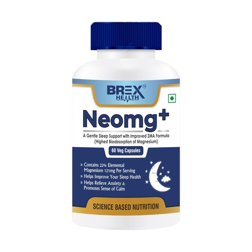 [BRSROHTYDEAWA23P] Neomg+ Highest Bioabsorption of Magnesium Glycinate With Zinc, Valerian Root, Vitamin B6 & D3-60 Veg Capsules
