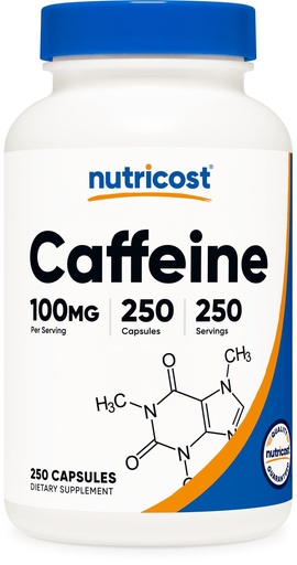 [BRSWKHYQOYFAG3T6] Nutricost Caffeine Pills 100mg Per Serving, 250 Capsules