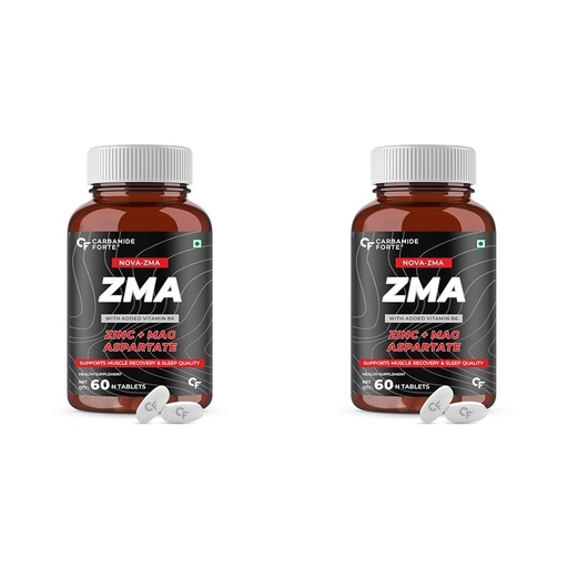 [BRSRAZYFCEIRSALH] Carbamide Forte ZMA Supplements for Men & Women - Zinc, Magnesium Aspartate & Vitamin B6 - Nighttime Muscle Recovery Supplements for Muscle Strength - 60 Veg Tablets 60 Count (Pack of 2)