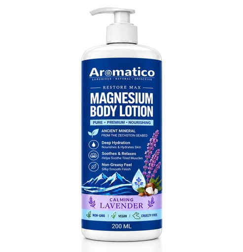 [BRSRAGI6CEHBMHT5] AROMATICO Magnesium Body Lotion. Topical Magnesium Supplement for Muscle Recovery, Skin Hydration & Nourishment. Non Greasy, Natural Ingredients – 200ml.