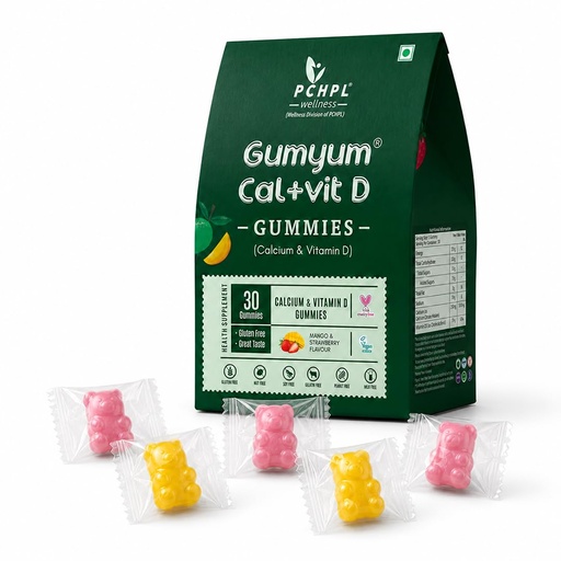 [BRSRGFIYAEHGGHTZ] Calcium & Vitamin D Gummies | Supports Strong Bones, Joint Health, Teeth & Immunity | Vegan Supplement for Kids, Women, Men | Mango & Strawberry Flavoured 30 Gummies