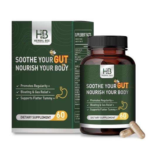 [BRSRAEABOABGCAAV] Rigma Herbal BEE Gut Health - Gas and Bloating Relief, Constipation, Leaky Gut Repair - Gut Cleanse & Restore Digestion - Promote Regularity, Colon Cleanser, 60 Capsules