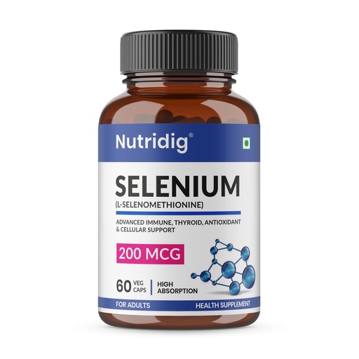[BRSRYGDQAEHQGADD] Selenium 200 mcg (L-Selenomethionine) Capsules | High Absorption Selenium Supplement for Antioxidant, Immune & Thyroid Support | 60 Veg Capsules