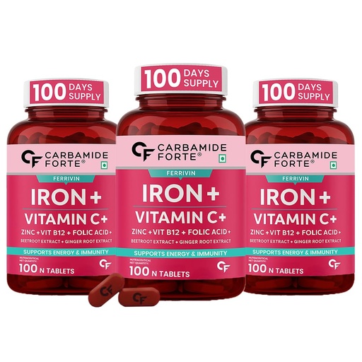 [BRSRAFQ5DICGCCTP] Carbamide Forte Iron Supplement for Women and Men with Folic Acid & Vitamin C| Iron tablets for Women & Men | Pack of 300 Tablets