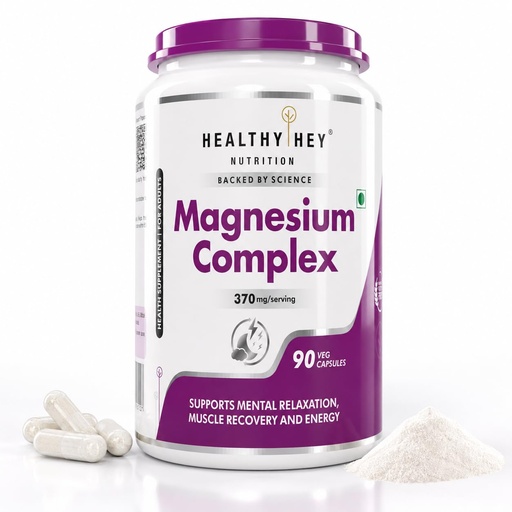 [BRSRYFIOOQDWE3IZ] HealthyHey Nutrition Magnesium Complex - 370 mg/serving - 90 Veg Capsules