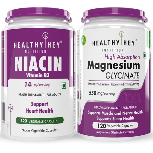 [BRSRAZYQO56RQHL6] HealthyHey Nutrition Niacin 120 capsules & Magnesium Glycinate 120 capsules