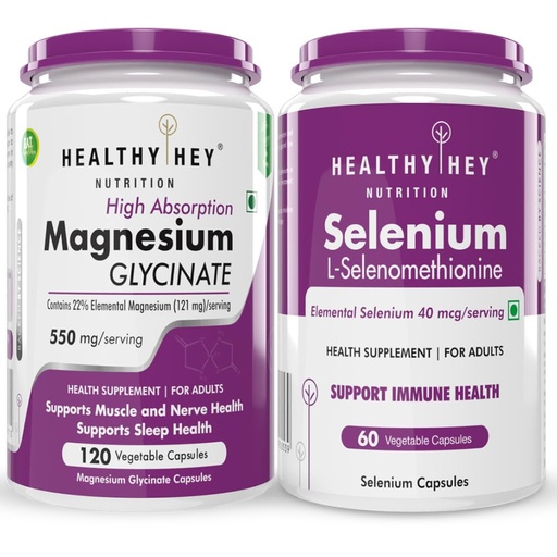 [BRSRAZYQOIMQE3TB] HealthyHey Nutrition Magnesium Glycinate 120 capsules & Selenium 60 capsules