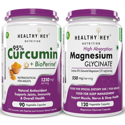 [BRSRAZYQOF5BAH3D] HealthyHey Nutrition curcumin 90 capsules & Magnesium glycinate 120 capsules