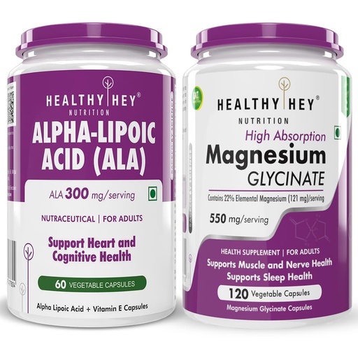 [BRSRAZYRDMFR4CLV] HealthyHey Nutrition Alpha Lipoic Acid 60 capsules & Magnesium Glycinate 120 capsules