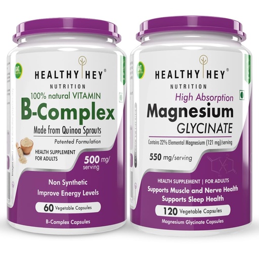 [BRSRAZYRDMAW2HQ3] HealthyHey Nutrition Vitamin B-complex 60 capsules & Magnesium Glycinate 120 capsules