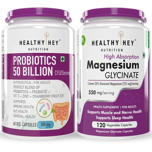 [BRSRAZYRDMORSELU] HealthyHey Nutrition Probiotics 50 Billion 60 capsules & magnesium glycinate 120
