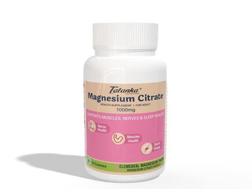 [BRSRE2YYCIMBGHTL] Magnesium Citrate 1000mg Per Serving Supports Muscles and Nerve Health (60 Capsules) Pack of - 2