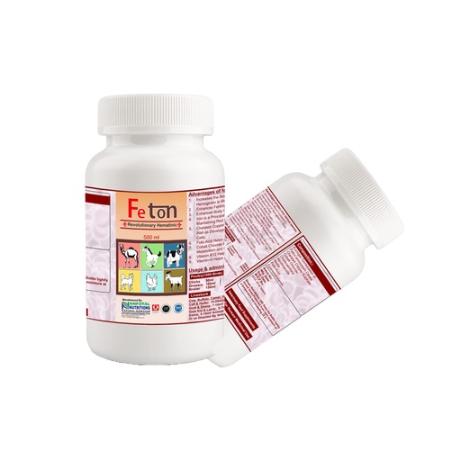 [BRSW2AA2CAFAO33P] Feton Iron Tonic & Immunity Booster for Cow, Buffalo, Camel, Horse, Calf & Heifer, Goat & Sheep, Poultry, Swine, Cattle Feed Supplements Anfotal Nutritions (500 ml)
