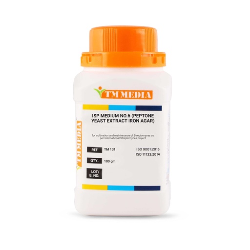 [BRSRMZINBADWGFY3] TM MEDIA (Titan Biotech) ISP MEDIUM NO.6 (PEPTONE YEAST EXTRACT IRON AGAR) 100 gm