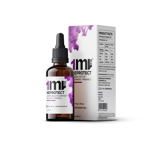 [BRSREZIBAEIQOHTA] HEPROTECT: - 30ML | LIVER HEALTH Support* | Contains Silymarin from Milk Thistle, Zinc, Selenium, Iron & Calcium |1ML/Serving | 30 Servings