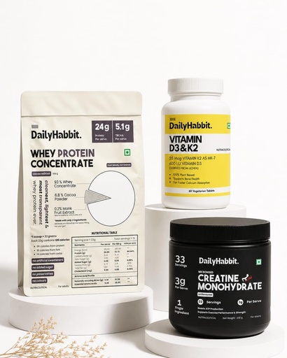 [BRSRYEAECQFQEGYY] Complete Muscle Building Bundle | Whey Protein, Creatine Monohydrate & Vitamin D3 K2