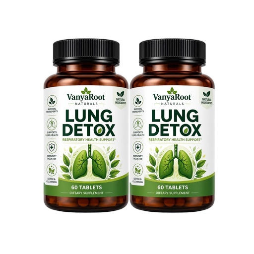[BRSRYGABCAGRU2T2] VanyaRoot Naturals Lung Detox Tablets 60 Count | फेफड़ों की सेहत के लिए सपोर्ट | Respiratory Health Support | Natural Ingredients | Immunity Booster & Lung Wellness Supplement (Pack of 2)