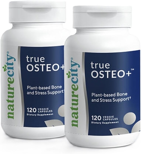 [BRSWGAY7BYHR6CLO] NatureCity True-Osteo+ Bone Support with Ashwagandha – for Strength & Density – Plant-Based Calcium with Organic AlgaeCal, Magnesium, Vitamin D3, K2, Silicon & Stress Support | 240 Veggie Capsules