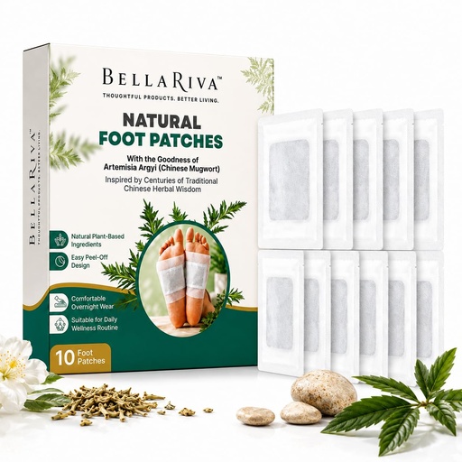 [BRSRYZYPAAPQOCLL] Detox Foot Pads with powerful Artemisia Argyi Extract | Natural & Herbal | Foot Patch for Detoxification, Pain Relief, Stress Relief | Overnight Full Body Patches | For Men & Women (10 Pads)