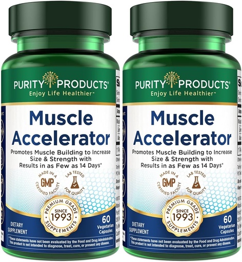 [BRSRM2TRCB6RQAD4] Produse de puritate Accelerator muscular 650 mg Accelerator muscular brevetat și testat clinic Amestec de extracte de plante ayurvedice promovează puterea, rezistenta + cresterea musculara - 60 Caps Veg (2)