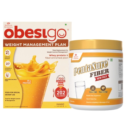 [BRSRYGQBCUPQ43L7] Obesigo BLCD - Weight Management | Mango - 350Gm (7 Sachets*50g) + PentaSure Fiber 100g