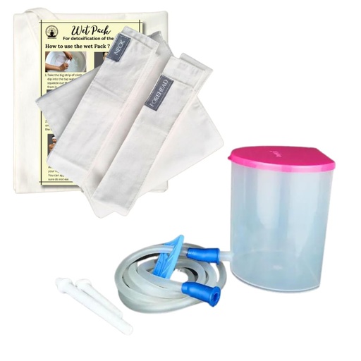 [BRSROFT3DENAE3YY] Combo of Wet Pack cotton patti with Velcro closure and Enema Kit 600 ML for Detox Home Use | Satvic Lifestyle | Body Detox