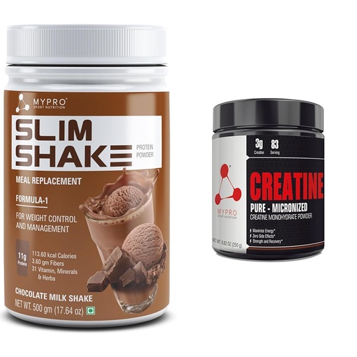 [BRSRYYADCR6WEA3D] Mypro Sport Nutrition Slim Shake Protein Powder-Meal Replacement Shake For Weight Control & Manage | Mypro Sport Nutrition Micronized Creatine-83 Serving (250 Gm) Promote Rapid Recovery-Increase Stre