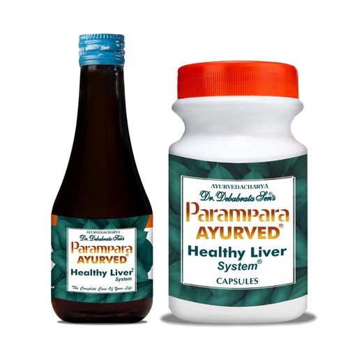 [BRSRE23YOQIQ2HLK] Parampara Ayurved Healthy Liver System Tonic 200ml & 150 Capsules | Herbal Liver Care Combo For Liver Digestion & Wellness | Pack Of 2