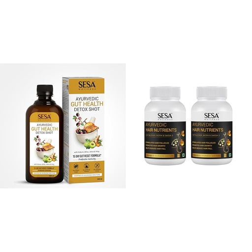 [BRSRGCY2AENGOCLZ] Sesa Ayurvedic Gut Health Detox Shot - 500 ml | 15 Day Gut Reset Formula | Improves Prebiotic Activity, Digestion & Metabolism | Contains Kokum, Bilva, Jeera & Hing | No Artificial Colour, Flavour &