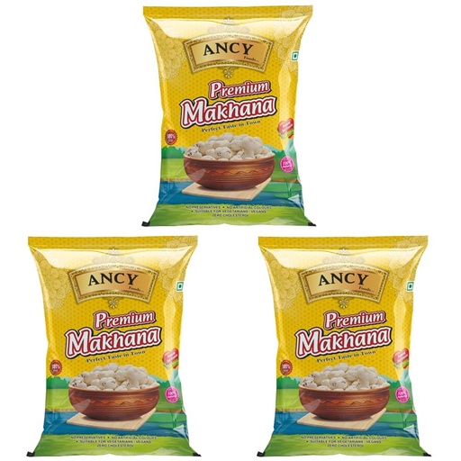 [BRSRYZAOB4PAKYD2] Ancy Makhana 200 Grams Fit for Fasting Crunchy and Gluten-Free Fox Nuts Rich in Protein Ideal for Healthy Snacking Phool Makhana for Roasting & Cooking (Pack of 3)