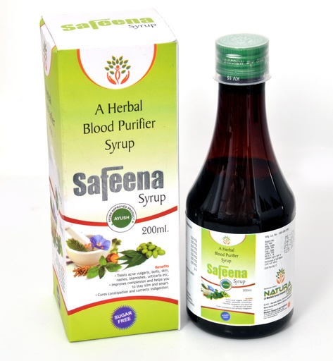 [BRSREBIPC54A233D] Safeena Syrup – Herbal Blood Purifier Syrup | Clears Acne, Pimples & Skin Impurities | Amla, Neem, Guduchi & Daruhaldi Blend | 200 mL | Mediwin Quality