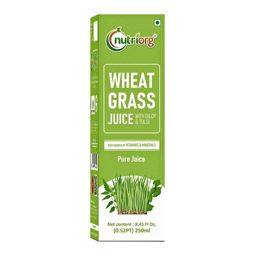 [BRSRAFD6CEIA4GYV] Nutriorg Wheat Grass Juice - 250ml | Natural Detox & Blood Purification | Supports Immunity & Digestion | No Added Sugar | Pure & Herbal Juice