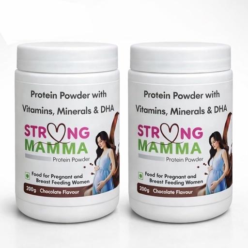 [BRSRGGAEOFYBA2D4] Strong Mamma Protein Powder - Chocolate(200g) Maternal Nutrition Drink Protein Powder with Vitamins, Minerals & DHA | Supports Baby Brain Development & Mother Health | For Pregnant & Lactating Women (Pack of 2)