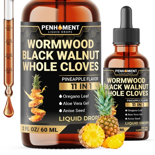 [BRSRAGA7DMFWM3DA] 11in1 2100mg Black Walnut Wormwood Cloves Tinture, Oregano & 7 More - Wormwood Liquid Drops -Pineapple Flavor - 2 FL OZ - 60 Days Supply