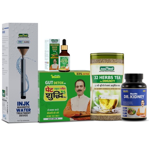 [BRSRGC36CV4GCFL3] Jeena Sikho Organics Complete Ayurvedic Wellness Combo | Gut Detox Kit + Immunity Drops + Kidney Care Tablets + 32 Herbs Tea + Alkaline Water Device | Full Body Detox & Daily Health Support