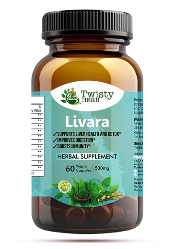 [BRSRGGQHBMIGC3LB] Livara Herbal Supplement for Liver Health and Detox, 500mg, 60 Veggie Capsules, Vegan, Ayurvedic-Naturopathic Dietary Supplement.