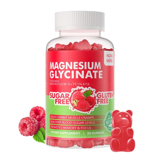 [BRSROHT4OAMAADL4] 90 CT Magnesium Glycinate Gummies 1000mg - Sugar Free Magnesium Potassium Supplement with Vitamin D, B6, CoQ10 for Calm Mood & Sleep Support - 90 Raspberry Gummies