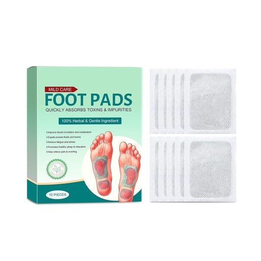 [BRSRGFILB4GR633J] 100% Herbal And Gentle Ingredient Detox Foot Pads, 10 Pieces, Natural Ingredients for Sleep Aid, Pain Relief, Toxin Removal with Bamboo Vinegar and Acupoint Micro-Massage Technology